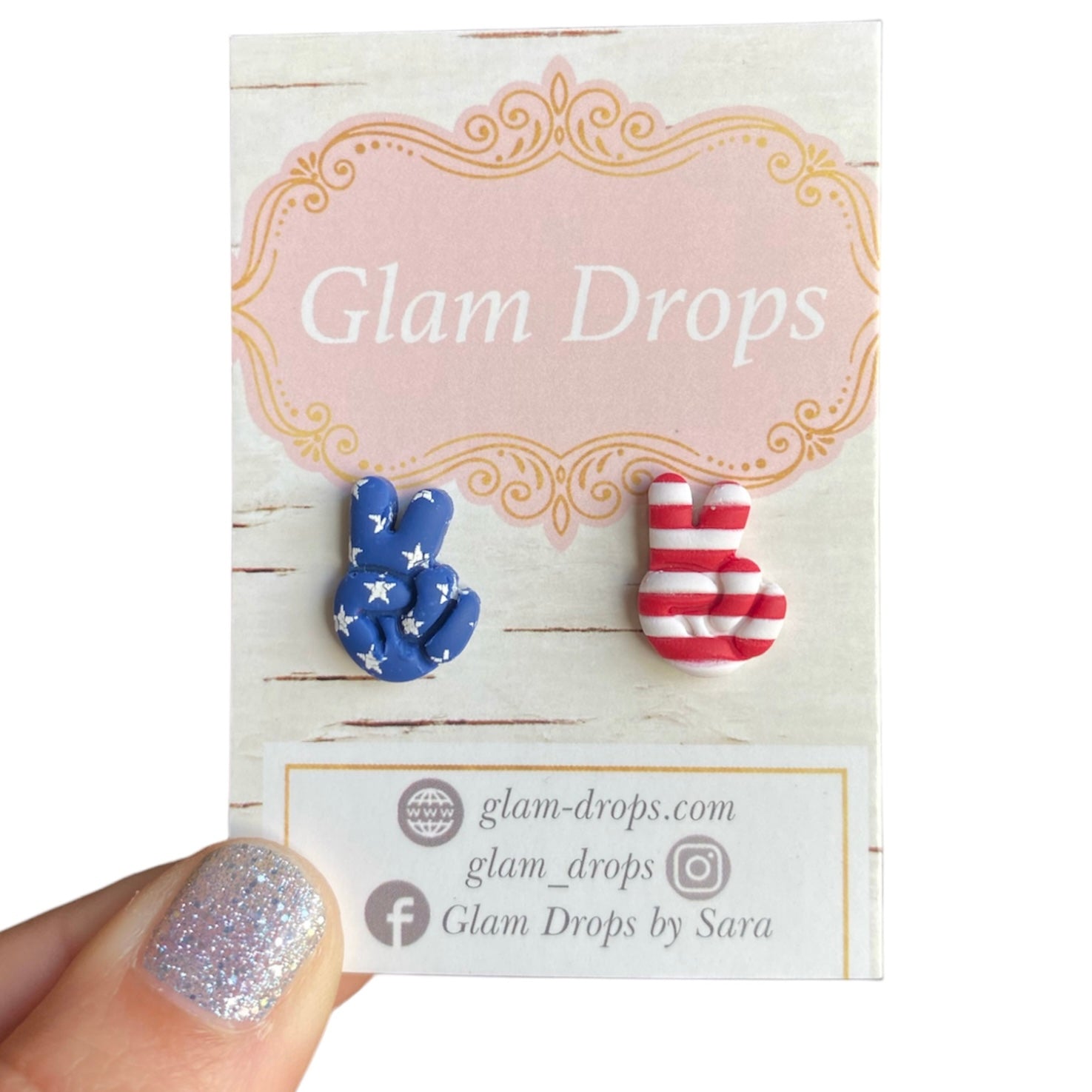 Clay stars and stripes peace studs