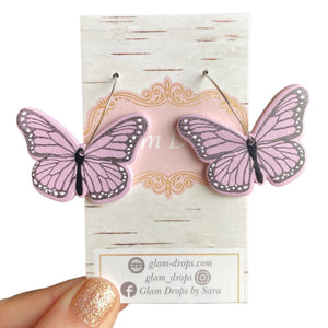 Clay lavender butterflies on hoops