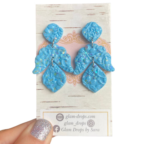 Clay embossed floral dangles