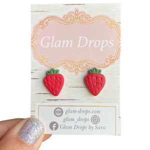 Clay strawberry studs