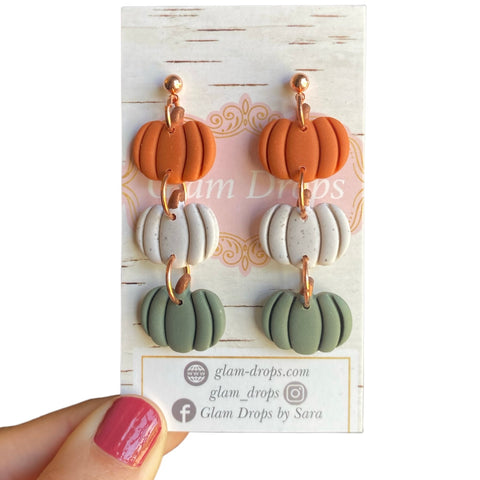 Clay pumpkin dangles