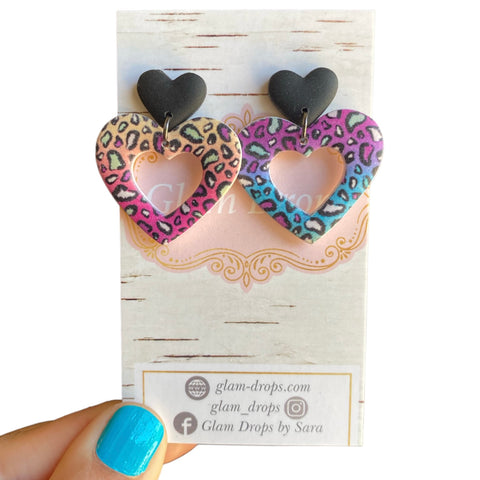 Clay heart with open heart dangle