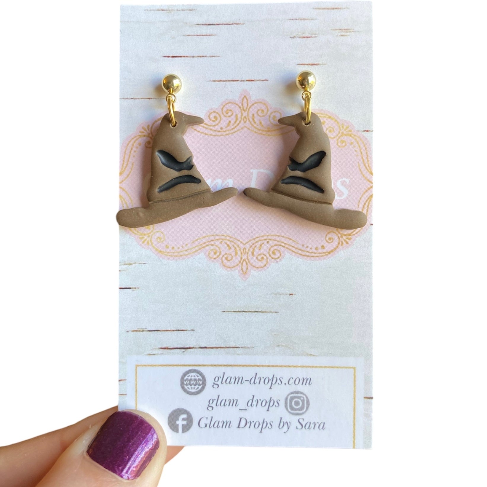 Clay sorting hat dangles