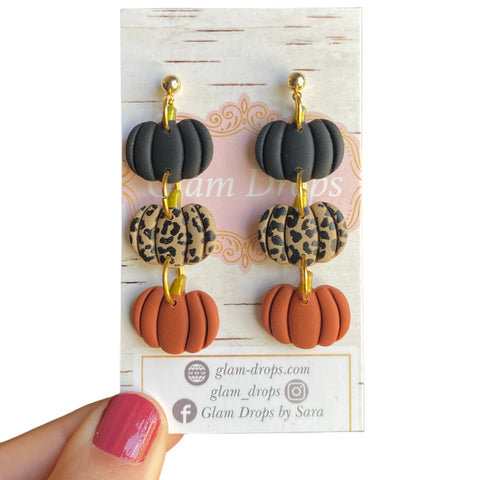 Clay pumpkin dangles