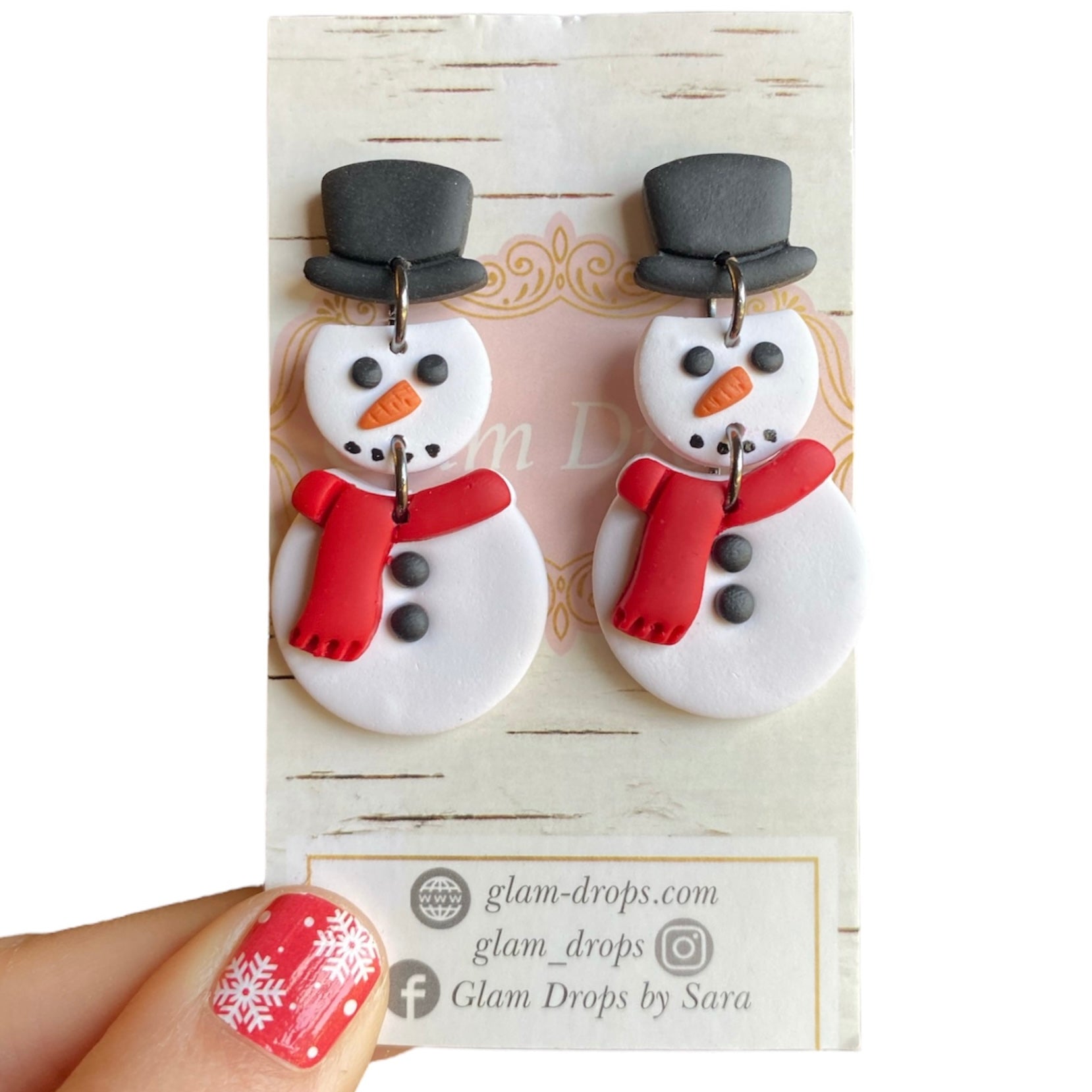 Clay snowmen dangles