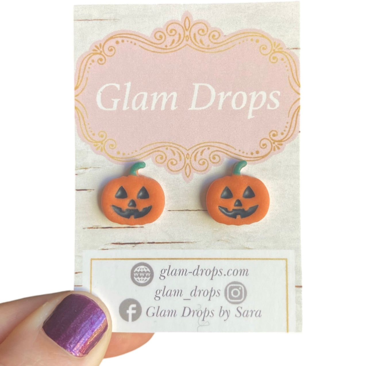 Clay jack-o-lantern studs