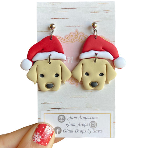 Clay puppies with Santa hats