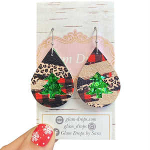 Faux leather double teardrop tree cutout