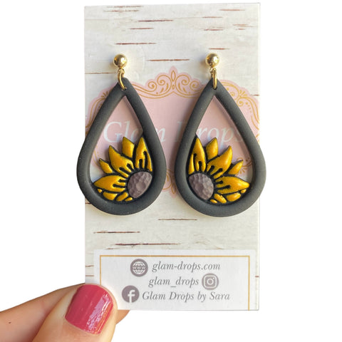 Clay sunflower cutout teardrops