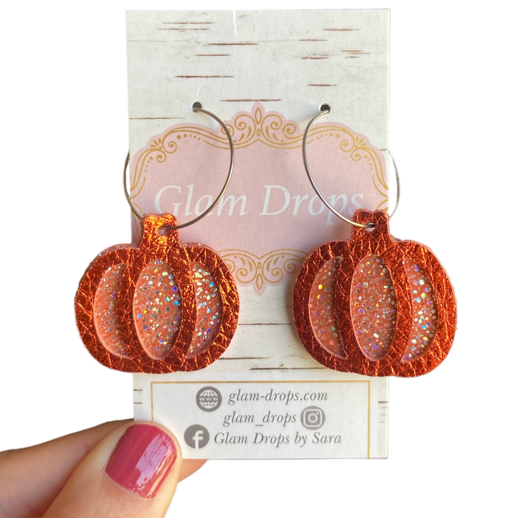 Genuine leather pumpkins on hoops