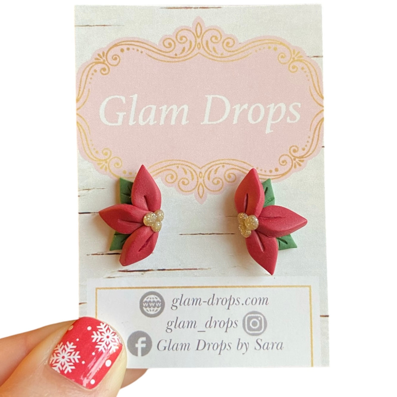 Clay poinsettia studs