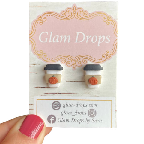 Clay pumpkin spice cup studs