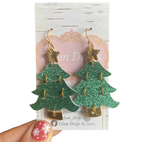 Glitter on leather Christmas trees