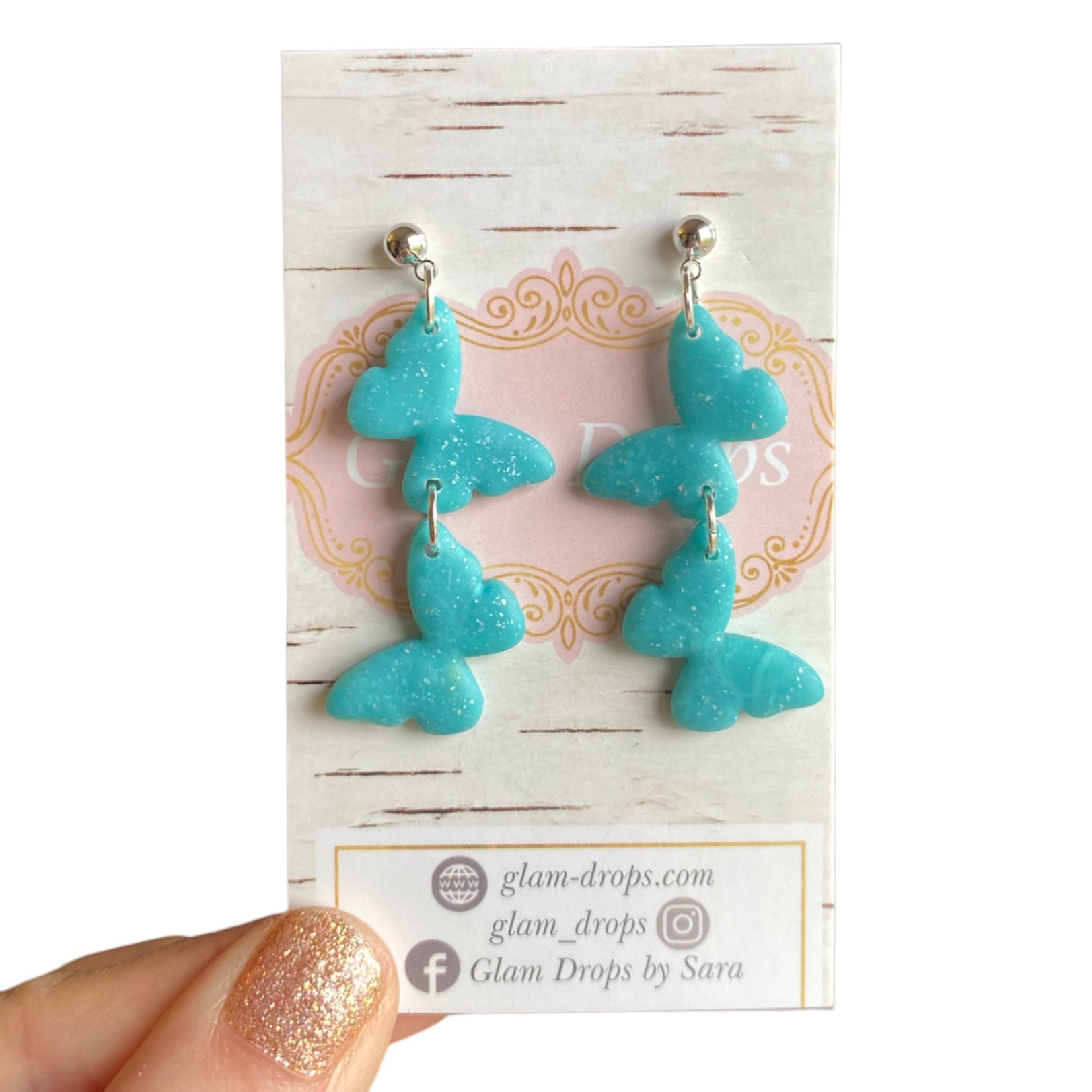 Clay turquoise butterfly dangles