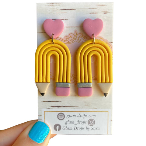 Clay arched pencils with heart