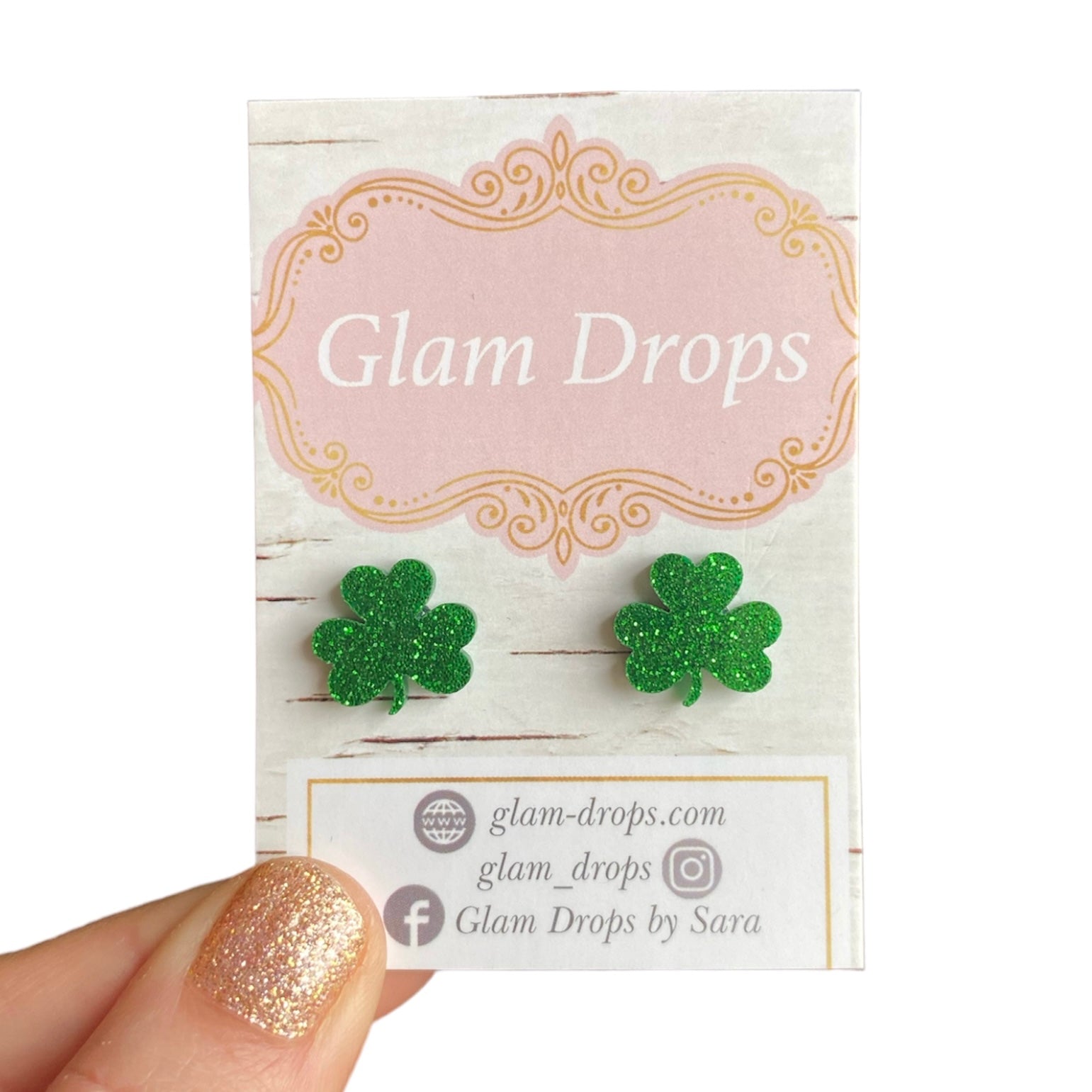 Glitter shamrock studs