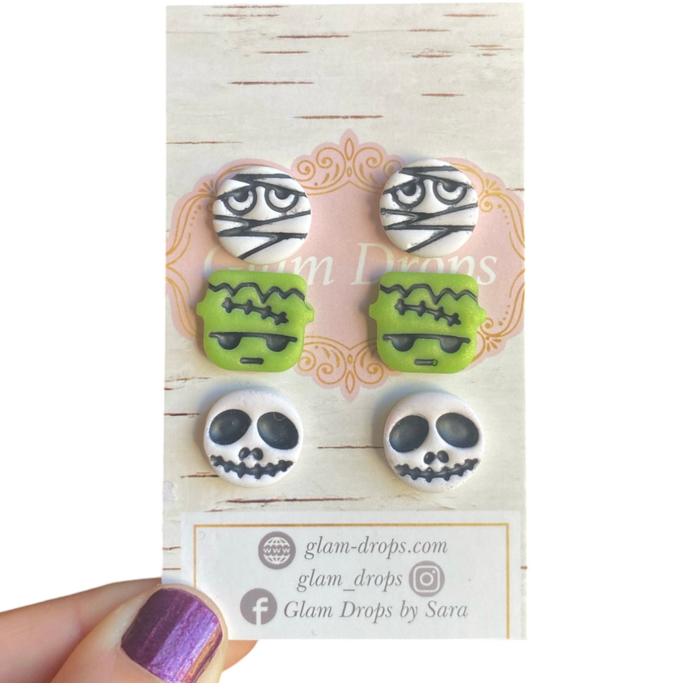 Clay monster studs- set of 3