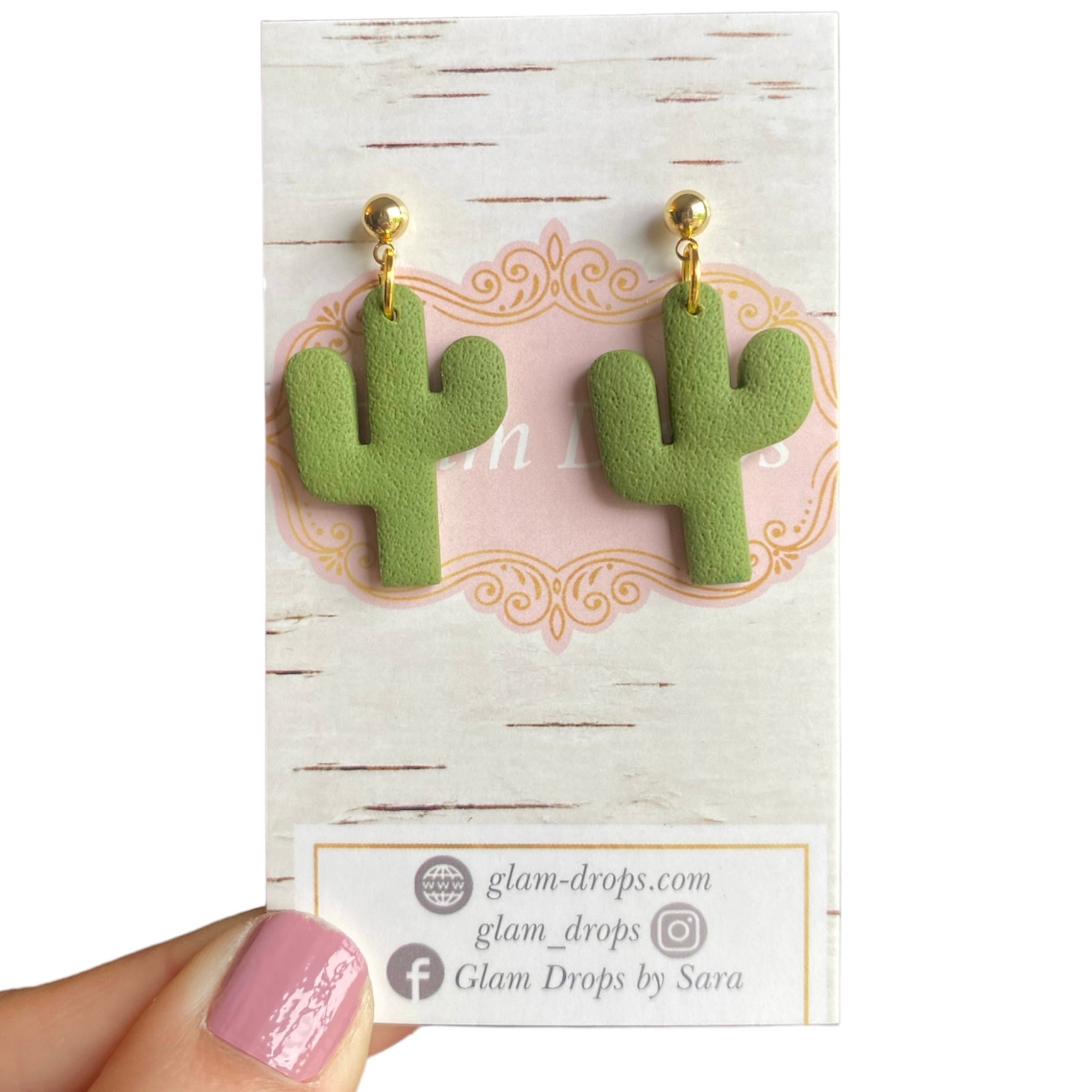 Clay cactus dangle