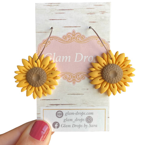 Clay sunflowers on hoops