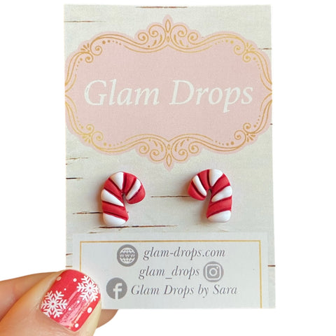 Clay candy cane studs