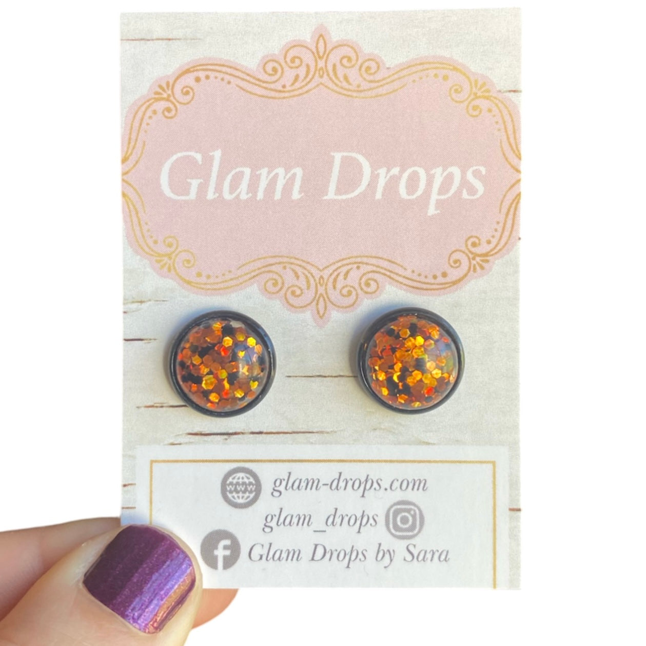 12 mm glitter cabs