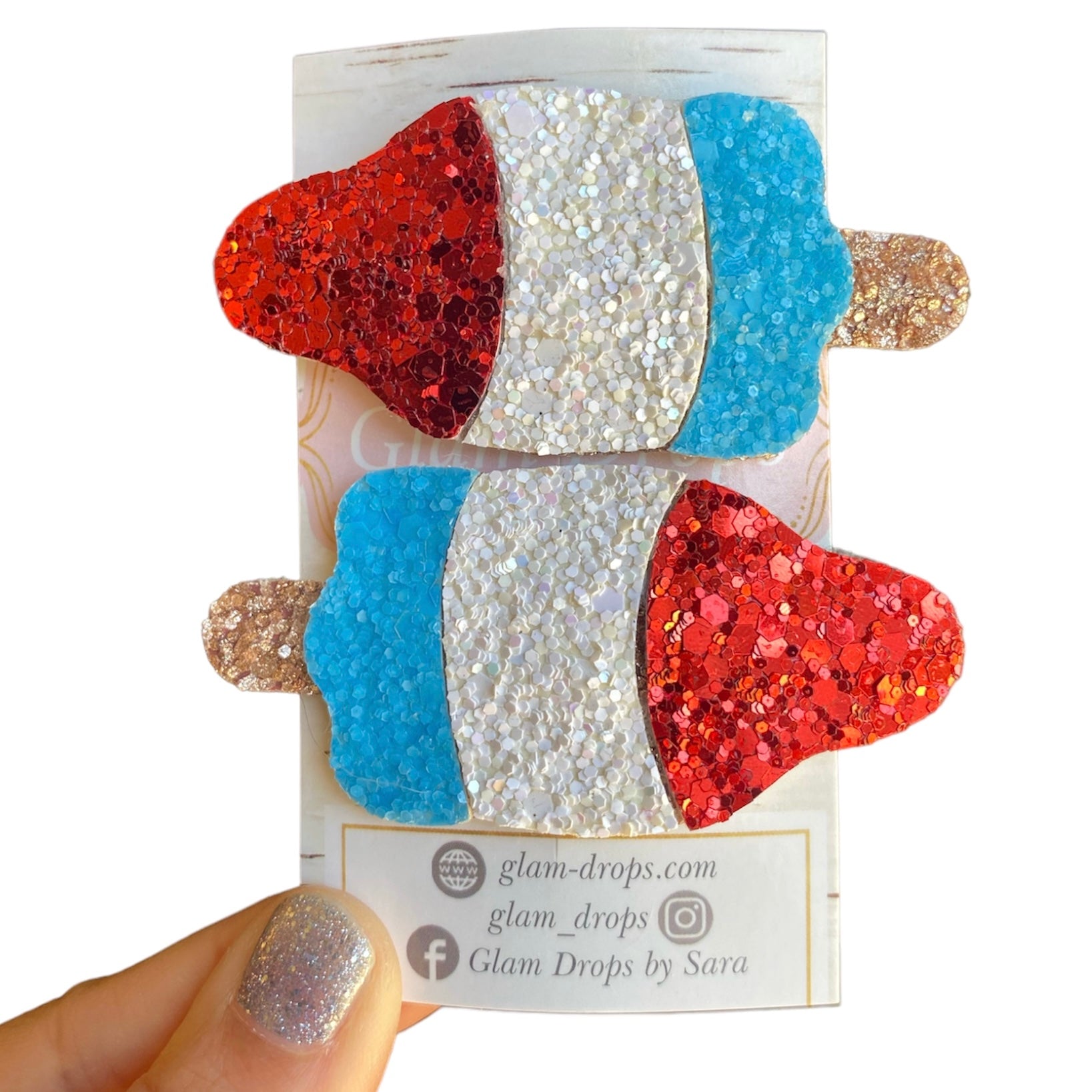 Glitter bomb pop snap clips