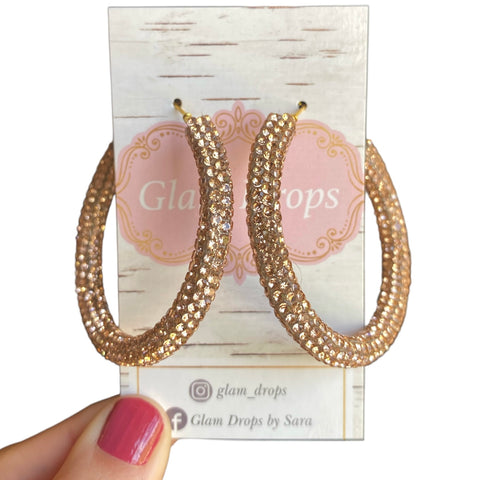 50 mm champagne rhinestone hoops