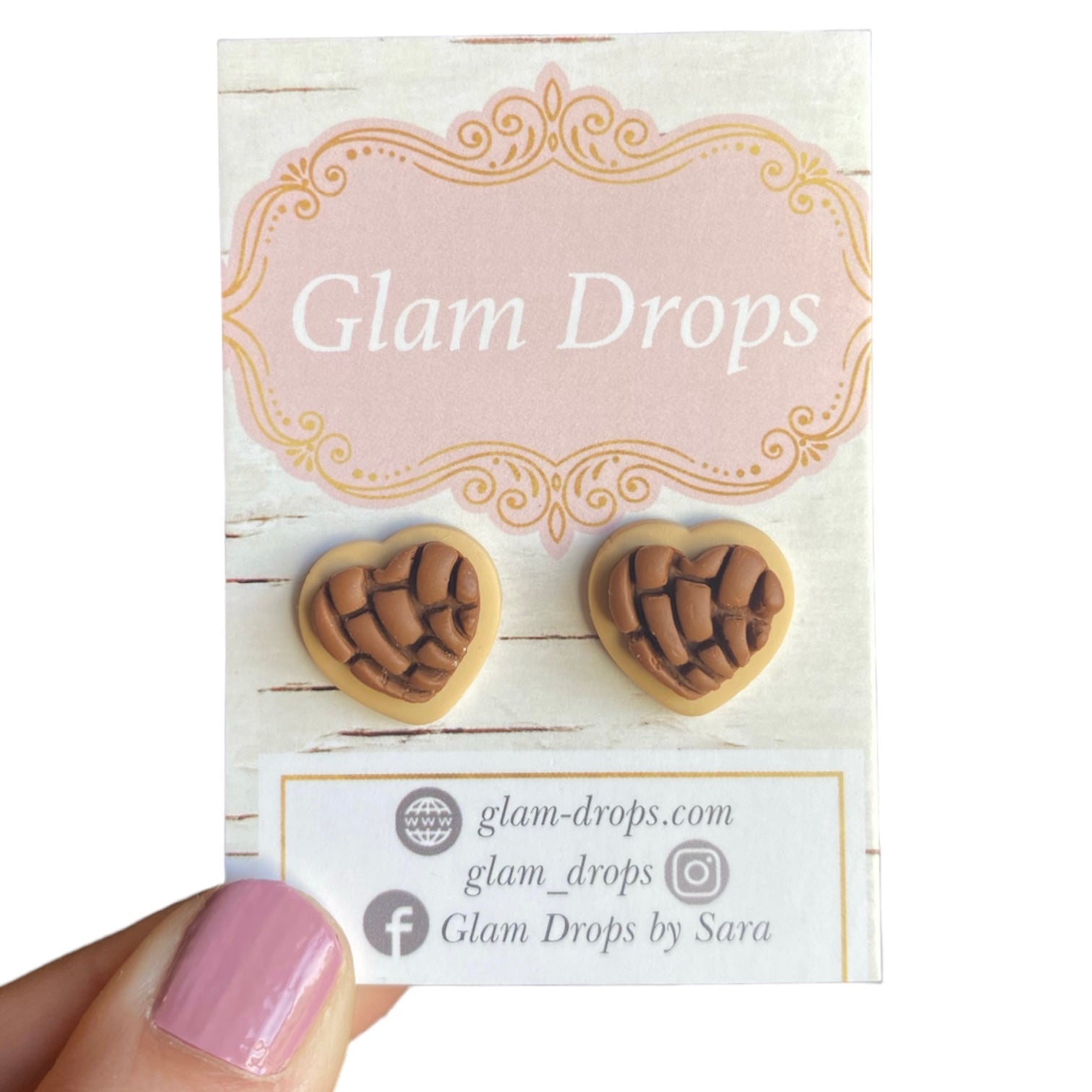 Clay heart pan dulce studs