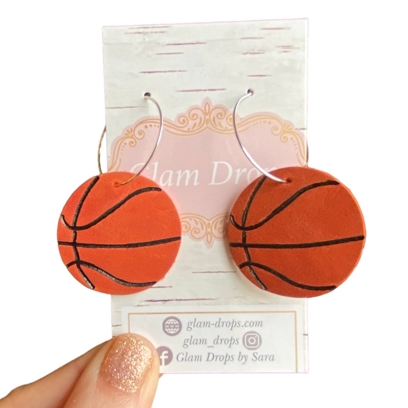 Genuine leather basketballs on hoops