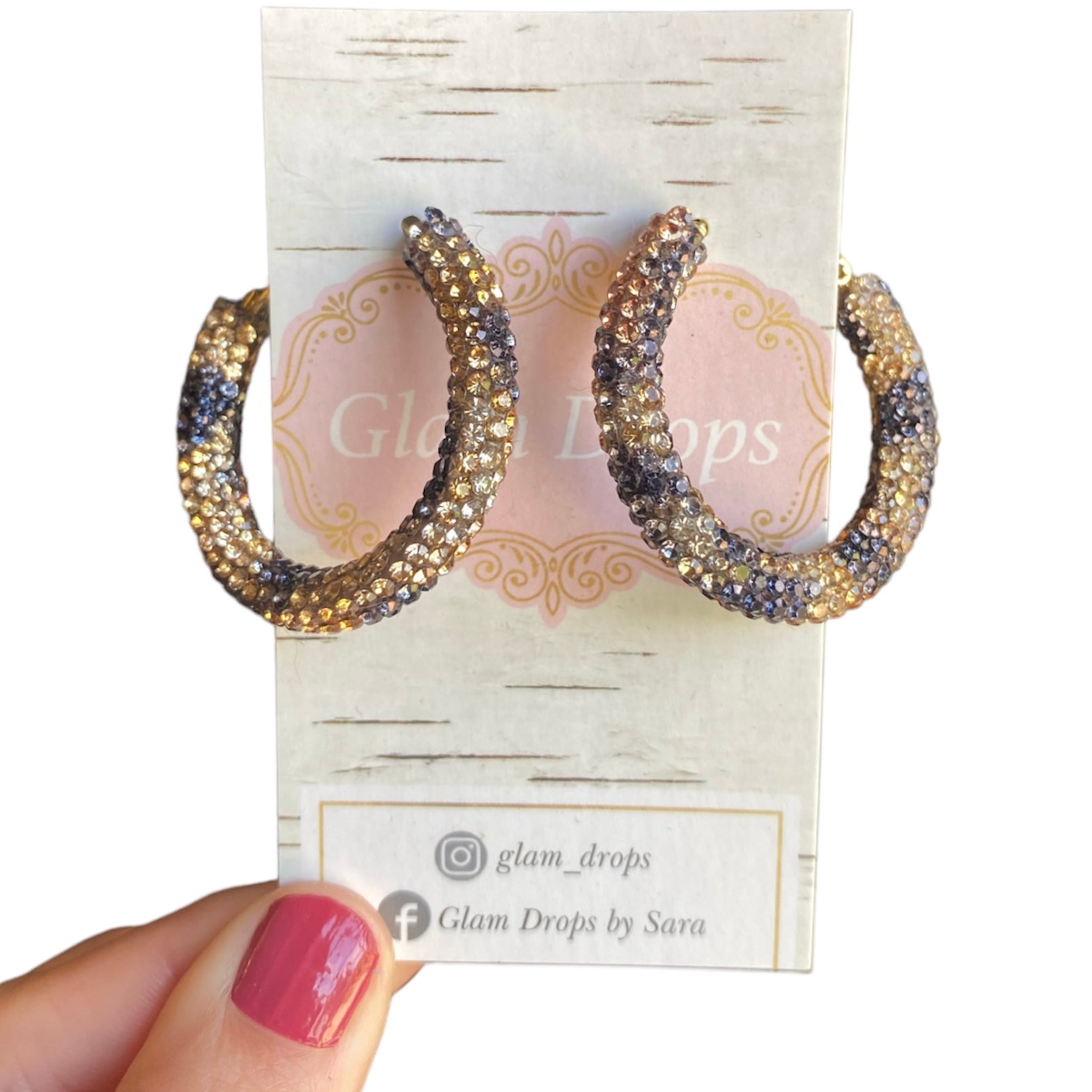 35 mm leopard rhinestone hoops