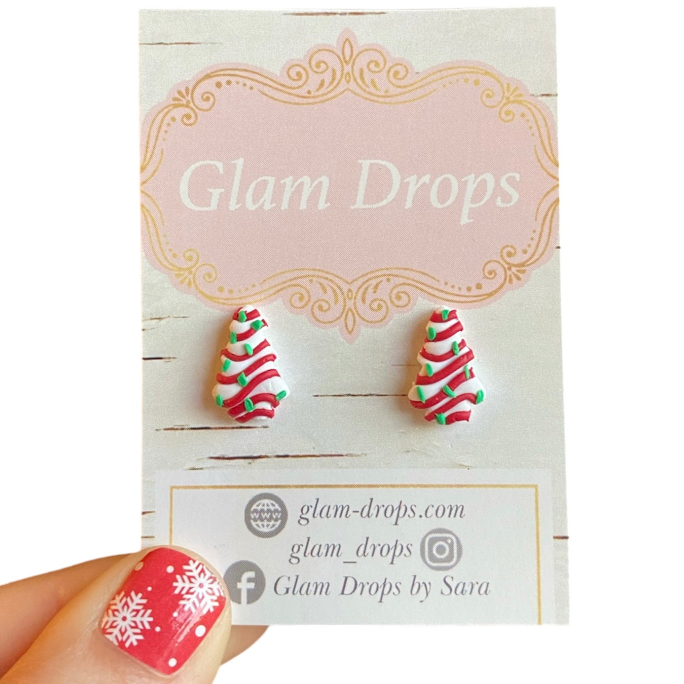 Clay Christmas tree cake studs