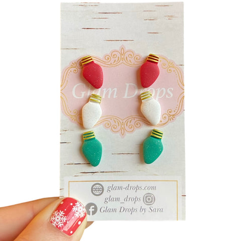 Clay Christmas light studs- set of 3