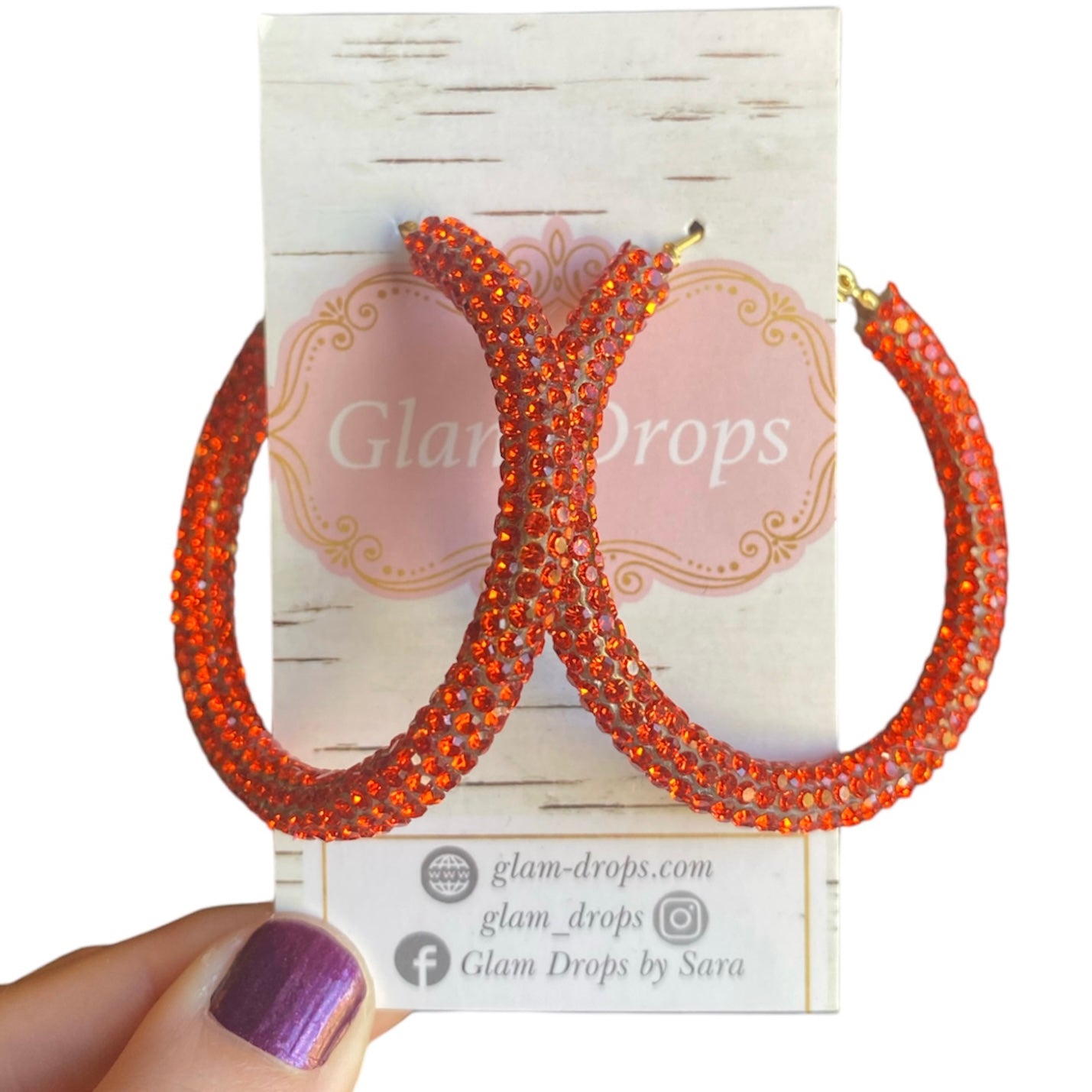 50 mm rhinestone hoops