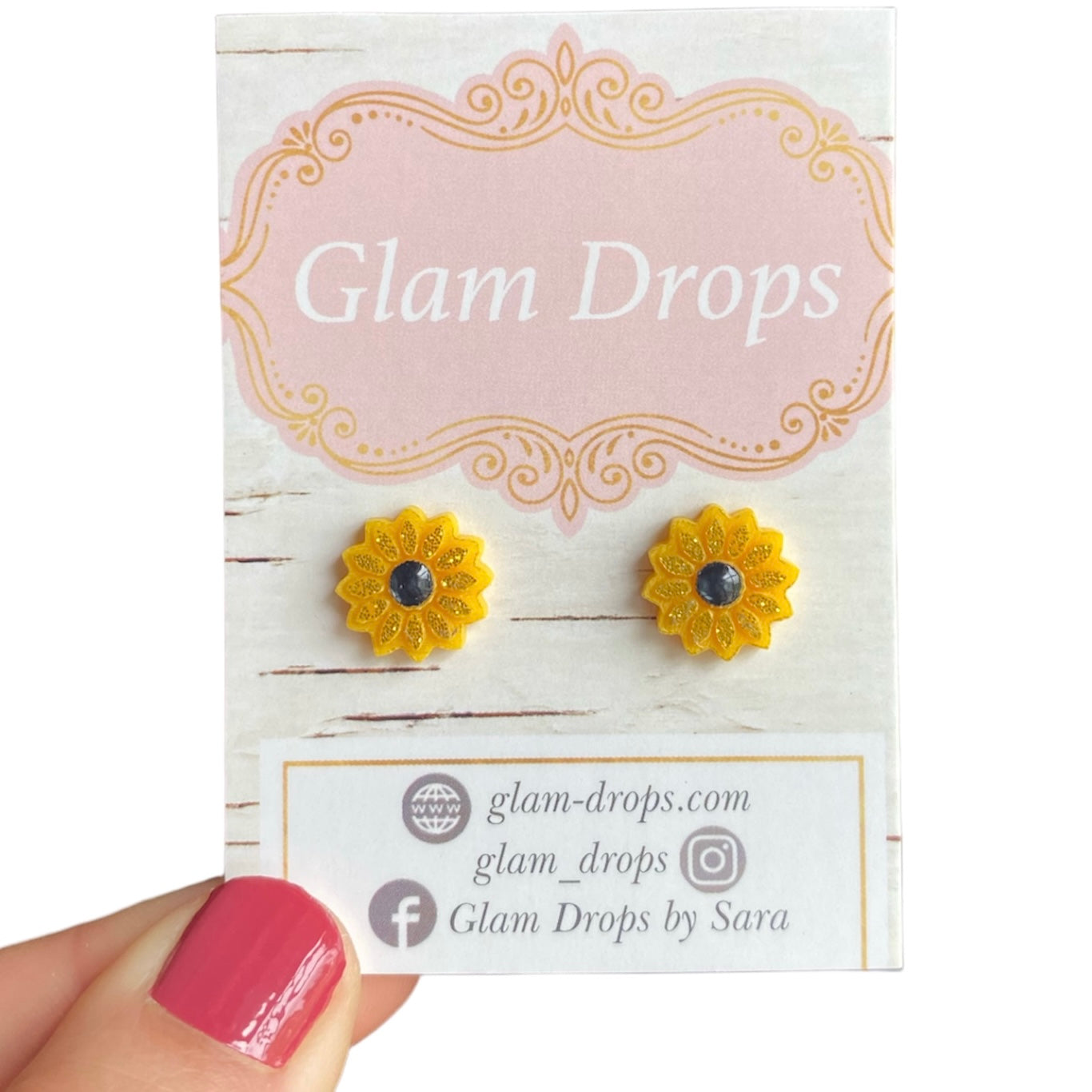 12 mm glitter acrylic sunflowers