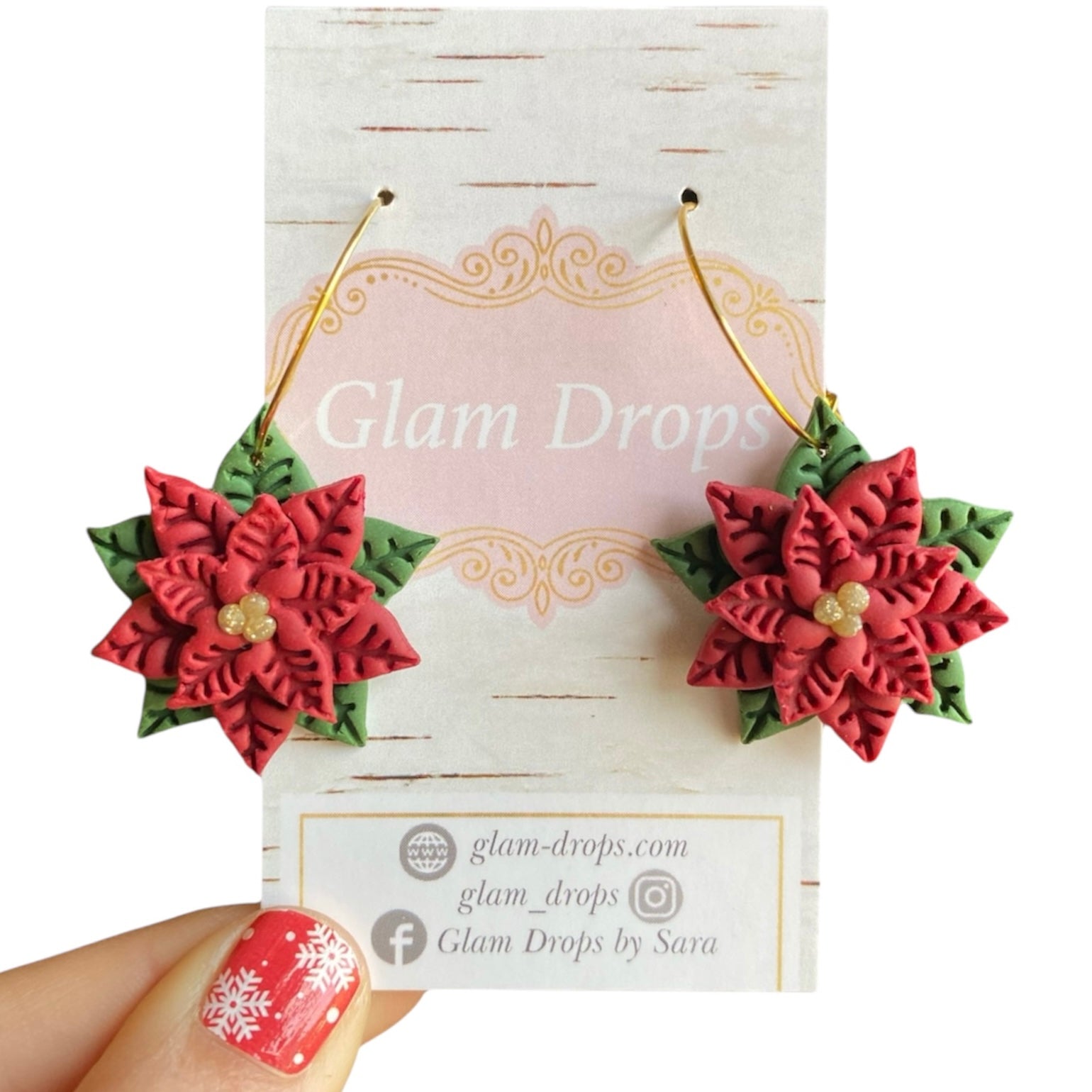 Clay poinsettias on hoops