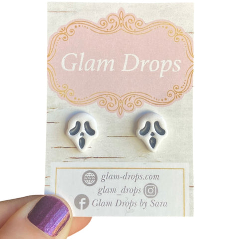 Clay ghost face studs