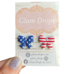 Clay stars and stripes bow studs