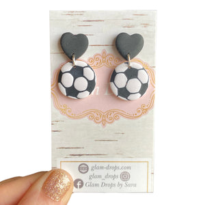 Clay heart with soccer dangle