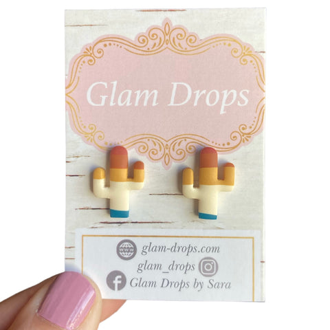 Clay cactus studs