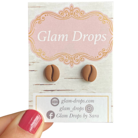 Clay coffee bean studs